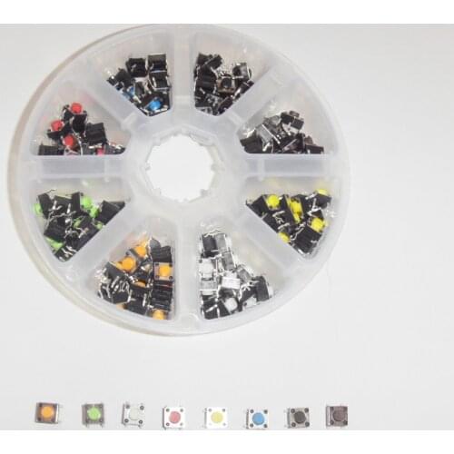 4 pin 6*6*5 mm 8color each color 20pcs Tactile Push Button Tact Switches 6x6x5mm Assorted Kit Plastic Box