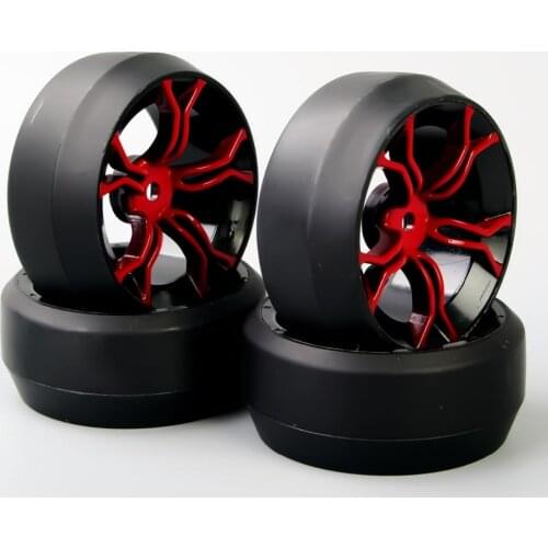 4Pcs/Set Rubber Rally Accessories Tires & Drift Wheel 6mm Offset 12mm Hex For HSP HPI RC 1:10 Drift Car