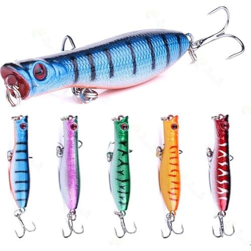 5Pcs/Lot Popper Fishing Lure 6cm 5.5g Swim Bait Wobblers Topwater Lures Fishing Accessories Bass Pesca Fishing Tackles For Carp