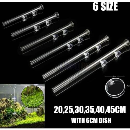 Aquarium Glass Feeder Transparent Tube Bowl Shrimp Feeding Food With 6CM Round Dish Safe 6 Size