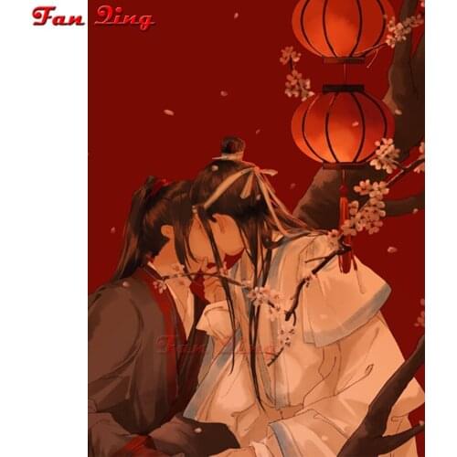 5d diy diamond painting Two boys kissing diamond embroidery full square round drill,Mosaic cross stitch Anime couple Wall art