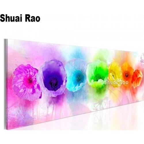 Rainbow Colored Poppies Diamond Mosaic Full Square/Round Diy Diamond Painting Perfect Home Decor Diamond Embroidery Large