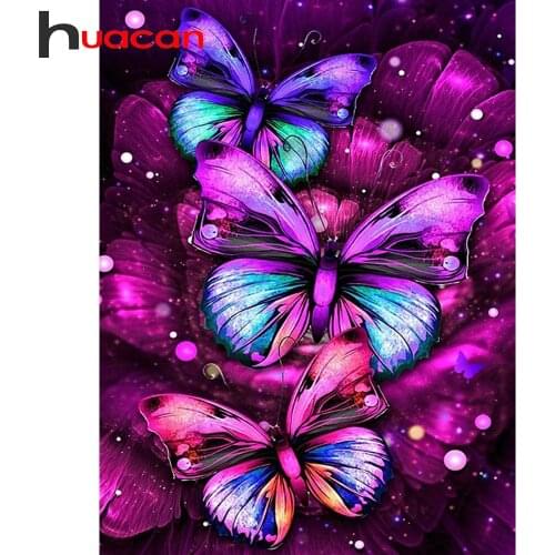Huacan Diamond Embroidery Kit Butterfly 5D DIY Diamond Painting Mosaic Cross Stitch Animal Needlework Home Decoration