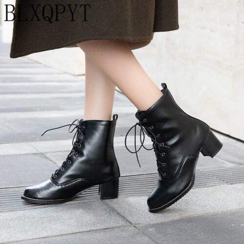 BLXQPYT New Super Size 31-52 Winter warm Ankle Boots Women 2019 High Heels Lace up Pumps Wedding snow boots Shoes woman L-3