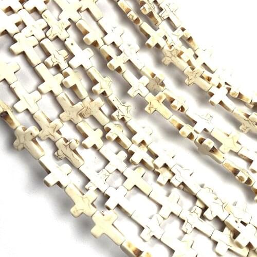 Natural semi precious stone beads White Turquoises Cross shape DIY for making necklaces and bracelets 38CM