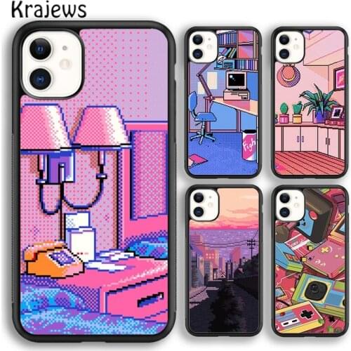 Krajews ART PIXEL AESTHETIC INDIE GEEK Phone Case Cover For iPhone 5s SE 2020 6s 7 8 plus X XS XR 11 12 mini pro max coque Shell