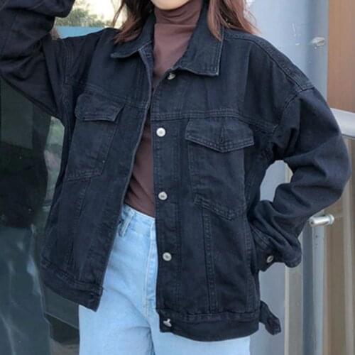 Denim Outerwear Women Jackets Turn Down Collar Tops Casual Autumn Single Breasted Female Korean Style Vintage Streetwear Coat