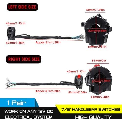 Motorcycle 12V Electrical Start Switch Double Throttle Universal 7/8" Handlebar Control Switches Horn Turn Signal Headlight