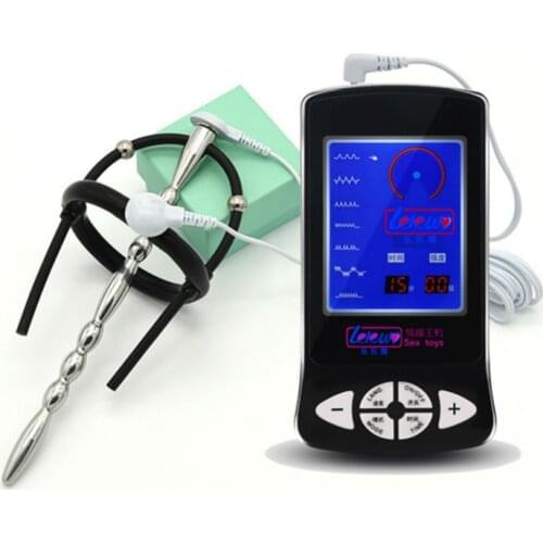 Electro Shock Penis Rings Chastity Sex Products Metal Beads Silicone Glans Ring Cock Ring Sex Toys for Men