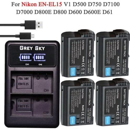 EN-EL15 ENEL15 rechargeable digital battery en-el15a EN EL15 camera battery for Nikon D500 D750 D7100 D7000 +LCD USB charger
