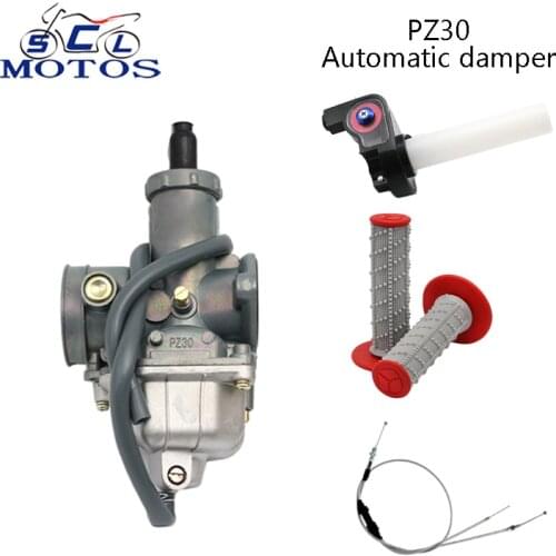 Sclmotos-PZ30 30mm Carb Carburetor + Visiable Throttle Twister + Dual Cable + Handlebar Grips For 200CC 250CC Dirt Bike ATV Quad