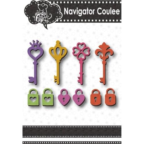 Key and lock metal cutting crown mold set scrapbook DIY cut dead paper die cutting template craft cutting mold made in 2021