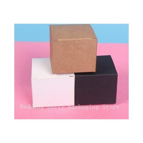 Multi sizes option Kraft Brown Paper Box White Black Cosmetic Packaging Box for Face Cream Handmade Soap Gift Favor Package