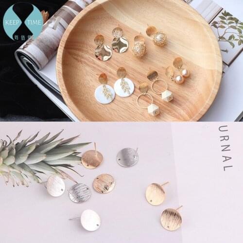 Ritoule Copper DIY handmade earrings long temperament fashion simple concave round Earrings materials Earrings accessories