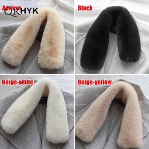 Fashion Faux Rabbit Fur Scarf Winter Hood Fur Decor Shawl Multicolor Fake Fur Bib Scarf Winter Jackets Coat Fur Collar