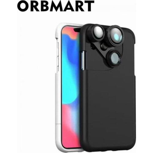 ORBMART 4 IN 1 Mobile Phone Lense Kit 180 Degree Fish Eye Lens 0.65X Wide Angle Lens 15X Macro Lens 2X Zoom Lens For iPhone X