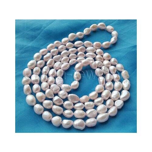P6002 - 45" Long 8-9mm light pink baroque freshwater pearl necklace