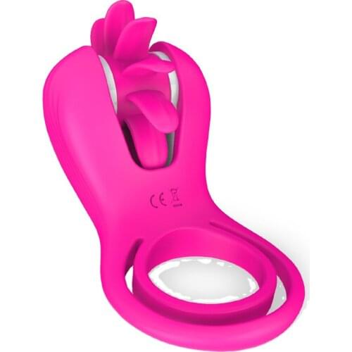Full Silicone Vibrating Cock Ring Waterproof Rechargeable Penis Ring Vibrator Sex Toy for Male and Couples