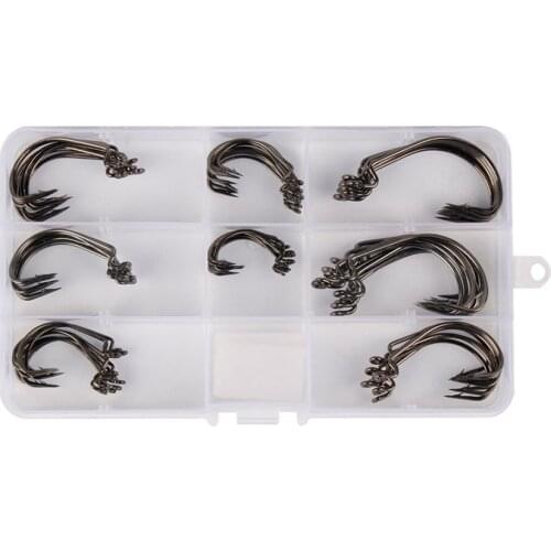 80pcs Baitholder Hook Jig Fishing Hooks 8 Sizes High Carbon Steel Fishhook Extra Strong for Saltwater Freshwater Fishing