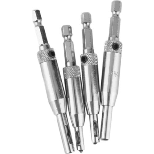 Fixmee 5/64" 7/64" 9/64" 11/64" Self-Centering Hinge Wood Reaming Drill Bits Tool Set