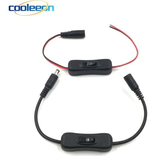 DC Wire Connector with Switch 2.1x5.5mm Plug Jack Power Adapter For LED Strip Lights DIY Electrical Socket Connecting Cable Plug