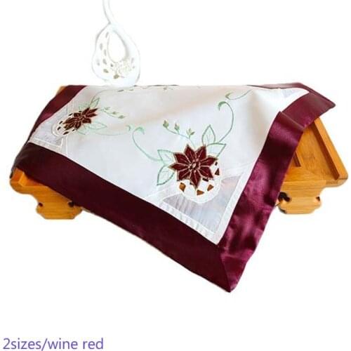 Modern Lace red Placemat Embroidery Table place Mat cloth coffee Doily Cup tea dining Coaster mug Christmas drink Pad kitchen