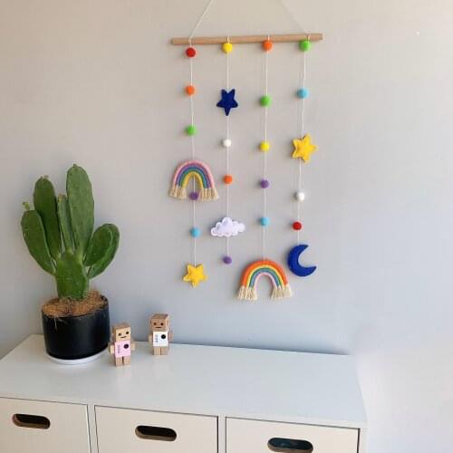 Nordic Style Knitting Rainbow Hanging Decorations Children Room Decoration Accessories Storage Wall Hanging Photos Sorting Rack