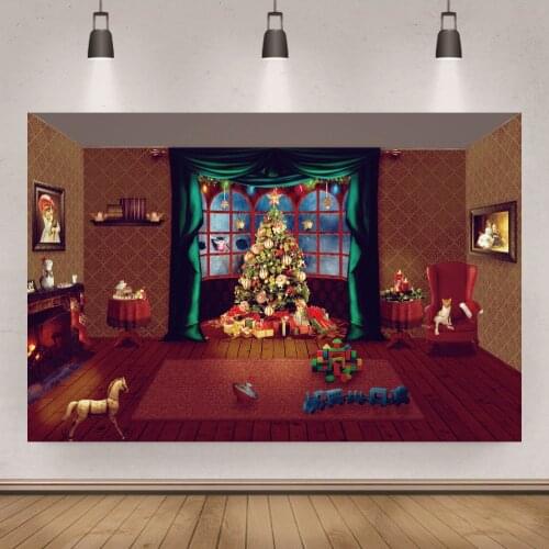 Christmas Eve Indoor Fireplace Party Backdrops Kids Family December Photo Background Custom Poster Table Banner Decor
