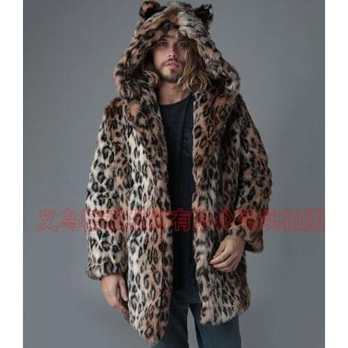 Autumn faux fur leather jacket womens hooded warm Leopard print fur leather coat women loose jackets winter thicken fashion b549