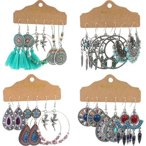 Fashionable and elegant jewelry earrings antique alloy national geometry oil drop water drop womens Earrings combination