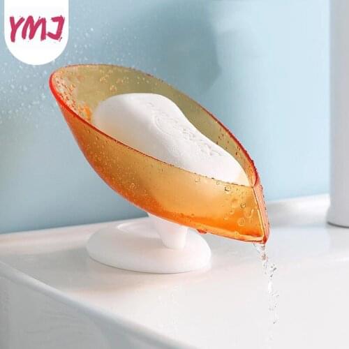 1Pc Rotatable Soap Dish Soap Box Bathroom Shelf Suction Cup Leaf Type Perforated Drain Rack Without Water Accumulation Artifact