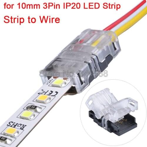 10pcs 3Pin 10mm Quick Connector for 5050 Non-waterproof Dual Color CCT LED Strip to Wire Cable Connection Conductor Terminals