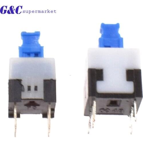 10PCS DIP-6Pin Switch 7X7mm/8X8mm Cap Self-locking/Without Lock Blue Button Control diy electronics