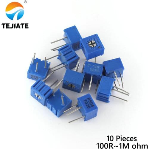 10PCS 3362P 101 201 501 102 202 502 103 203 503 104 204 504 105 Trimpo Trimmer Potentiometer 3362 500R 1K 2K 5K 10K 20K 50K 100K