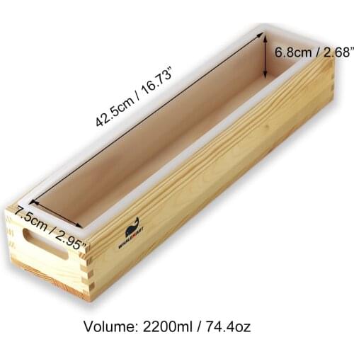 2.2L Loaf Soap Mold With Wood Box Cover 6.6mm Silicone Material Liner Large Rectangle For Handmade Cold Soap Making Supplies
