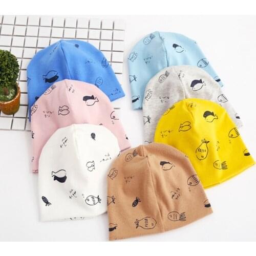 2018 Hot Sale 100% Cotton Print Fish Baby Child Solid Color Photography Props Hats Multiple Size 0-6 Years Hoed Sombrero