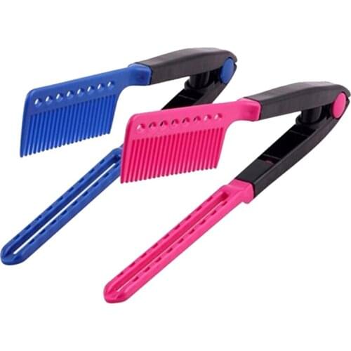 2018 Hot JETTING 1 pc V Type Washable Folding Hair Straightener Comb DIY Salon Hairdressing Brush Styling Tool Accessories