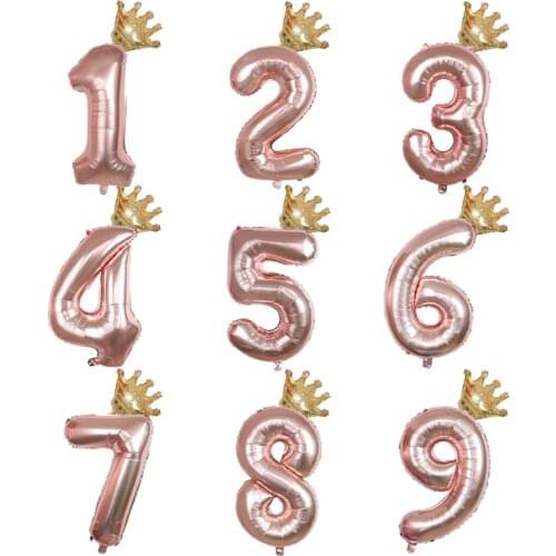 3pcs/lot 30inch Number 1 2 3 Foil Balloons Digit air Ballon Kids Birthday Party Festival Party anniversary Crown Decor Supplies