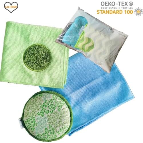 3PCS Household cleaning tool set bathroom cleaning sponges brush glass mirror window cleaning cloth for kitchen microfiber towel