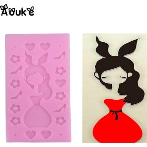 3D Flowers Butterfly Knot Girl Shape Fondant Cake Silicone Molds Chocolate Mold Cookie Mould DIY Baking Wedding Decoration Tools