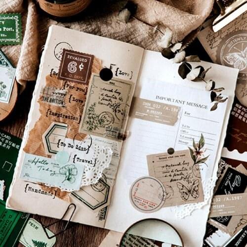 40Pcs/Set Vintage Stamp Sticker DIY Scapbook Album Handboook Decoration Sticky Notes Memo Pad Stationary Supplies