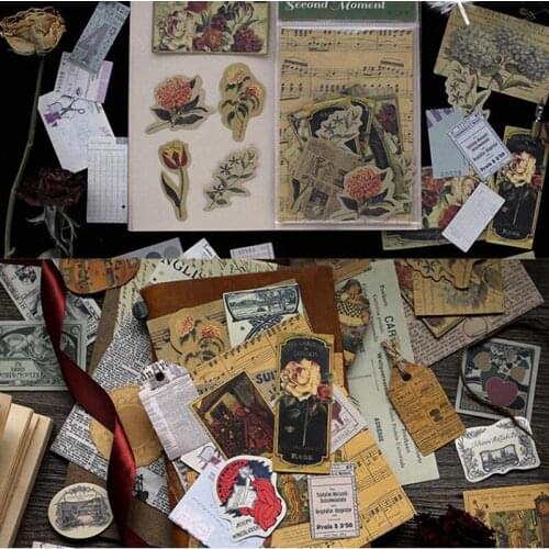 40pcs/lot Vintage Flower Kraft Card Journaling Bullet DIY Scrapbooking Material Card Retro Hangtag with Hole Cards