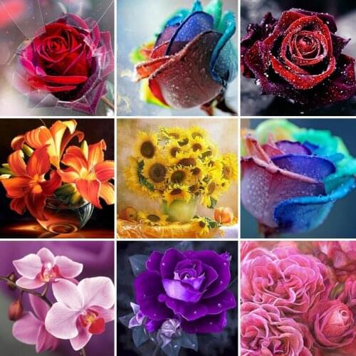 45/55/65 Plant flower rose diamond painting 5D Full Diamond mosaic Cross Stitch DIY Wall Sticker home Decoration Christmas Gift