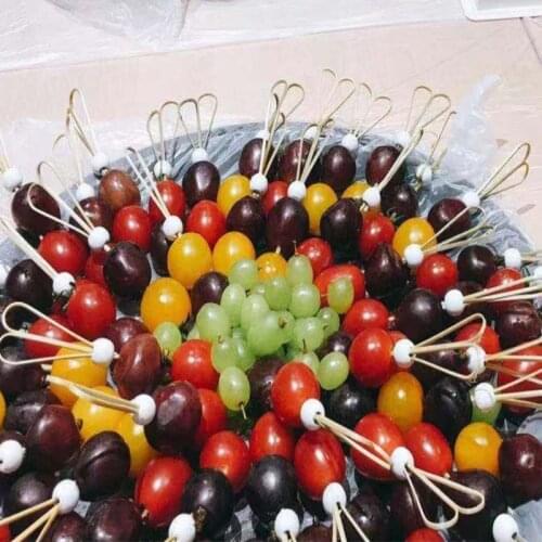 50Pcs Bamboo Fruit Sign Fork Sticks Buffet Cupcake Toppers Cocktail Forks For Wedding Festival Birthday Party Decorations