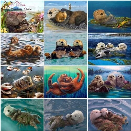 5D DIY Diamond Painting Animal Otter Full Square Round Drill Cross Stitch Kit Diamond Embroidery Home Decoration Handmade Gift