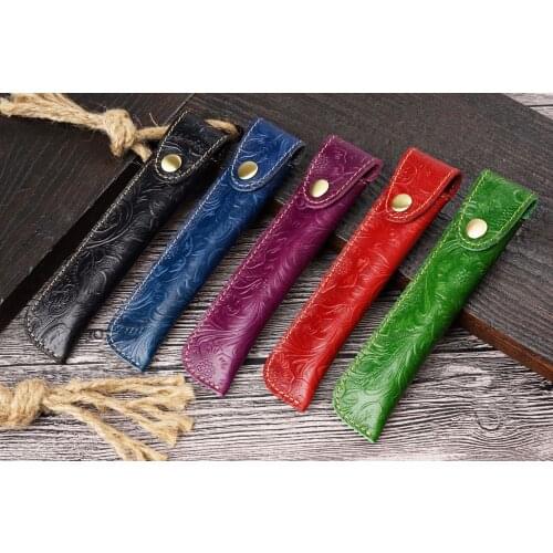 7 Inch Geniuesleather Single Pen Holder,Pencil Box,Pencil Case,Large-capacity Stationery,Makeup Brush Storage Box