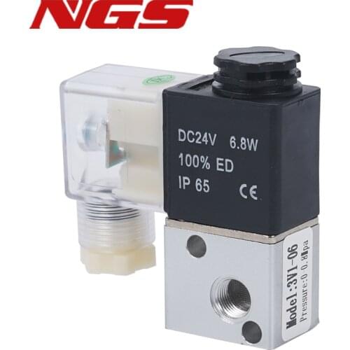 AC220V DC24V DC12V 3V1-M5 3V1-06/08 2 Position 3 Way Pneumatic Solenoid Valve Port 1/8" 1/4"NC Electric Magnetic Valve