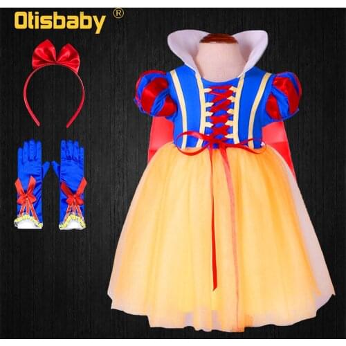 Snow White Dress Puff Sleeve Princess Dress for Girls Halloween Costume Child Christmas Clothes Birthday Gift Fantasia Infantil