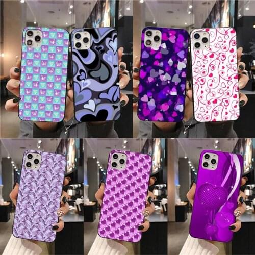 Purple heart swirl pattern Phone Case for iphone 12 pro max mini 11 pro XS MAX 8 7 6 6S Plus X 5S SE 2020 XR case