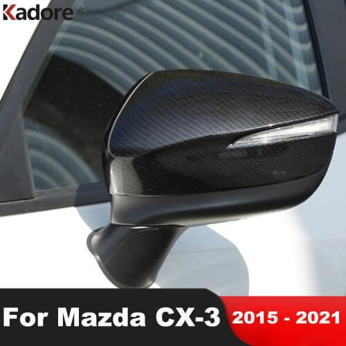 For Mazda CX-3 CX3 2020 2015 2016 2017 2018 2019 ABS Chromed Carbon Fiber Side Door Rearview Mirror Cover Trims Car Accessories